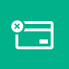 Icon illustrating credit card payment failure